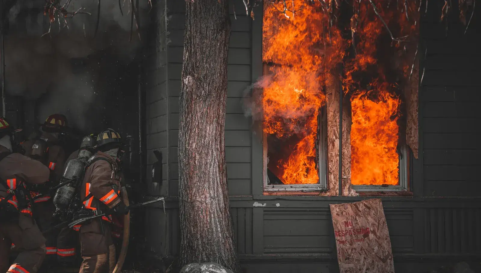 Reno firefighters battling a house fire